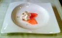 Espuma of Brie, Walnut Dust and Honey Blinis